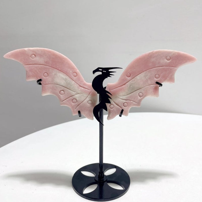 3 Pairs Unique Pink Opal Flying Dragon Wing With Stand