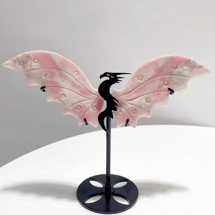 3 Pairs Unique Pink Opal Flying Dragon Wing With Stand