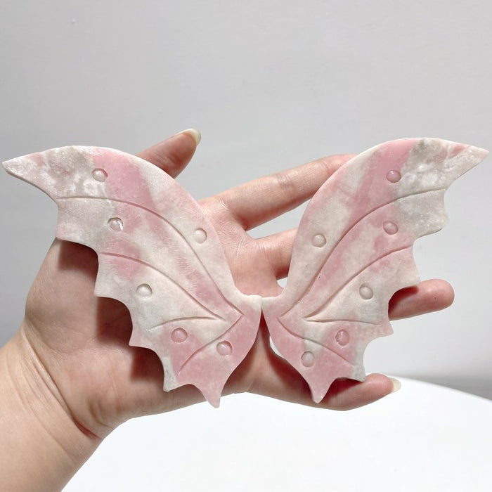 3 Pairs Unique Pink Opal Flying Dragon Wing With Stand