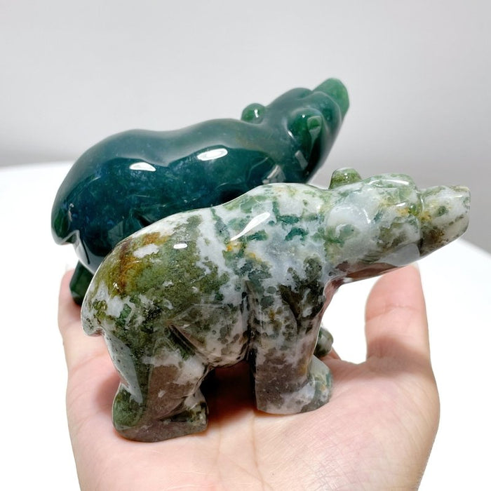 3 Pieces Beautiful Ocean Jasper Bear Carving