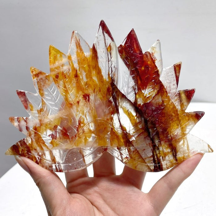 3 Pieces Beautiful Peacock With Stand Carving Fluorite Golden Hematoid Quartz