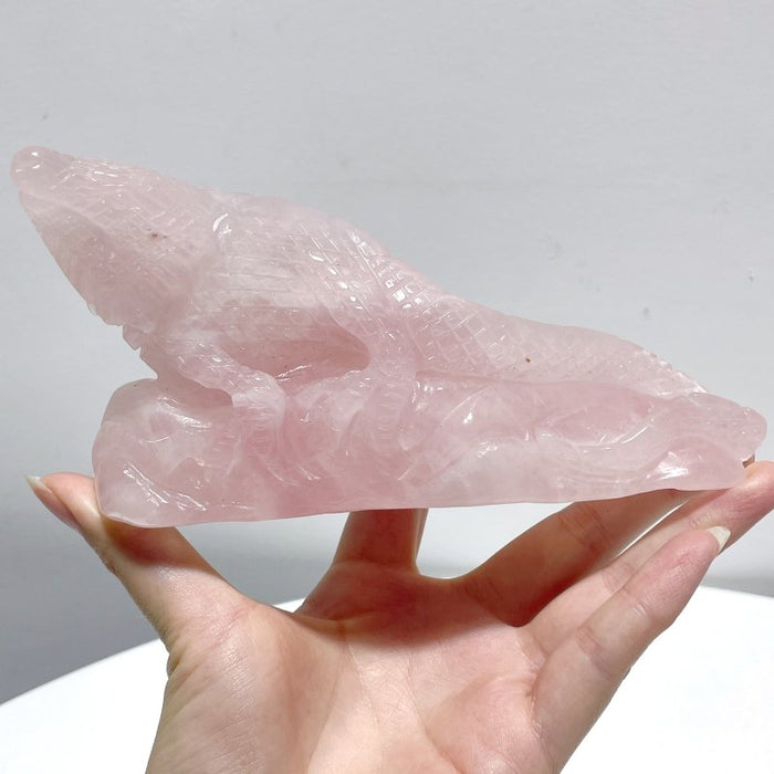 3 Pieces Beautiful Rose Quartz Lizard Carving