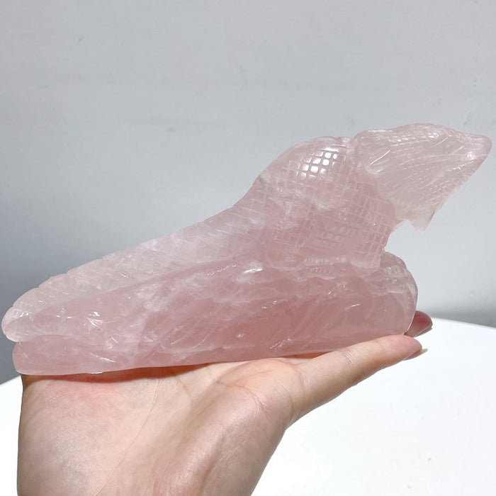 3 Pieces Beautiful Rose Quartz Lizard Carving