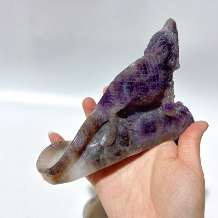 3 Pieces Chevron Amethyst Lizard Carving
