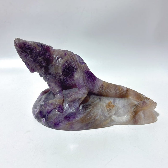 3 Pieces Chevron Amethyst Lizard Carving