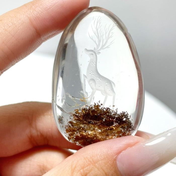 3 Pieces Deer Garden Quartz Inner Scene Carving