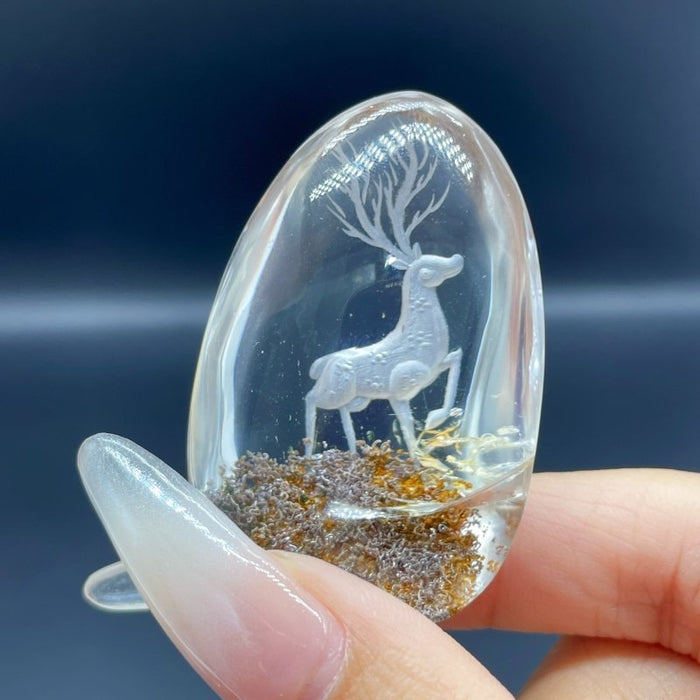 3 Pieces Deer Garden Quartz Inner Scene Carving