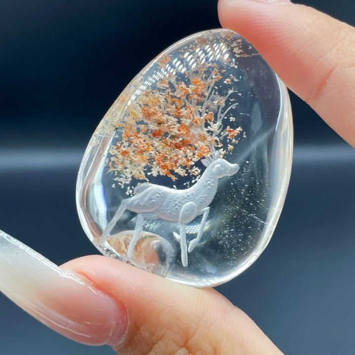 3 Pieces Deer Garden Quartz Inner Scene Carving