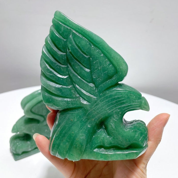 3 Pieces Green Aventurine Eagle Carving