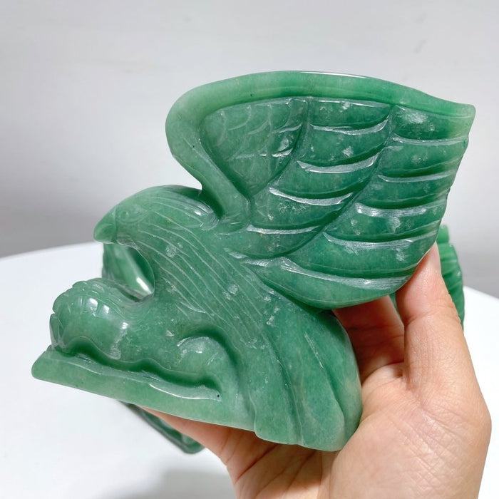 3 Pieces Green Aventurine Eagle Carving