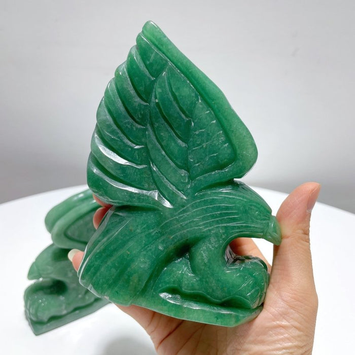 3 Pieces Green Aventurine Eagle Carving