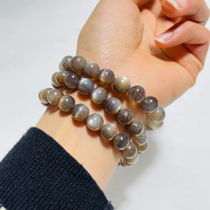 3 Pieces High Grade Black Sunstone with Hematite Bracelet (HGUB12)