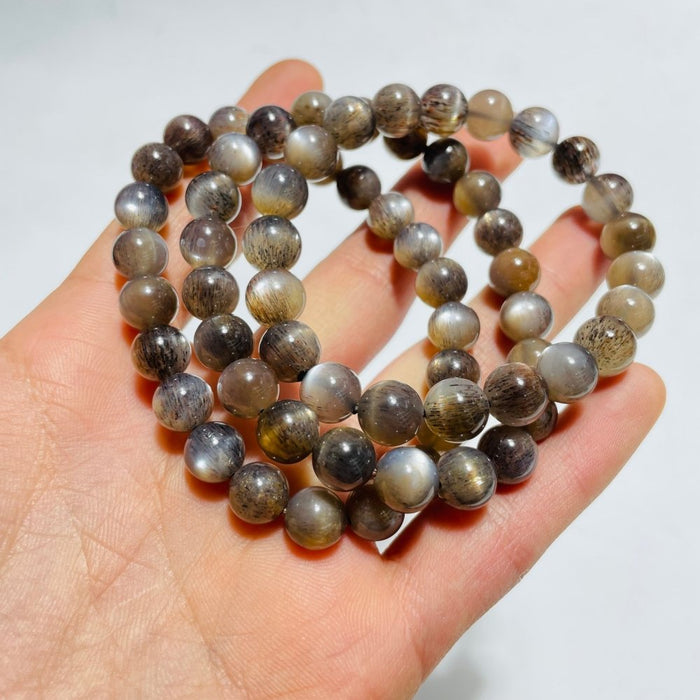 3 Pieces High Grade Black Sunstone with Hematite Bracelet (HGUB12)