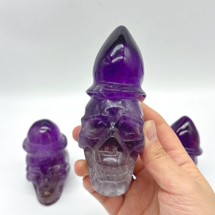 3 Pieces High Quality Amethyst Skull Carving