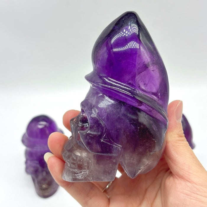 3 Pieces High Quality Amethyst Skull Carving