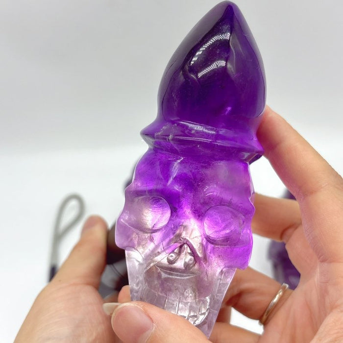 3 Pieces High Quality Amethyst Skull Carving