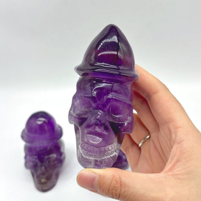 3 Pieces High Quality Amethyst Skull Carving