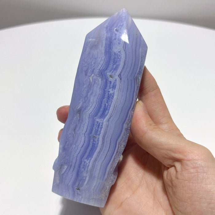 3 Pieces High Quality Blue Lace Agate Skull Carving