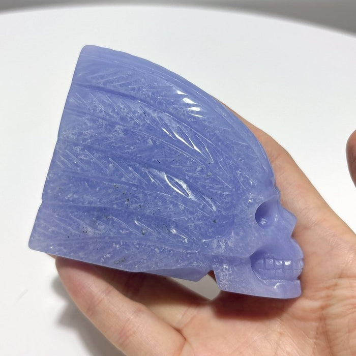 3 Pieces High Quality Blue Lace Agate Skull Carving