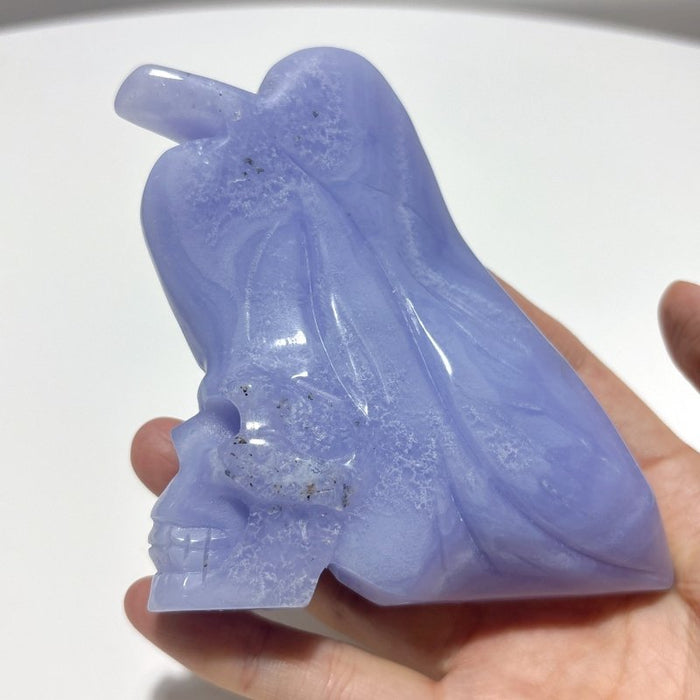 3 Pieces High Quality Blue Lace Agate Skull Carving