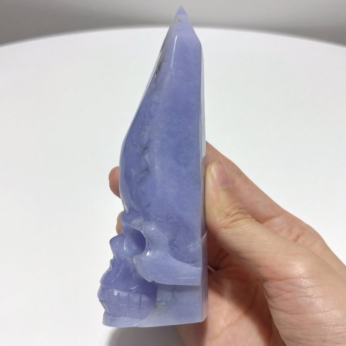 3 Pieces High Quality Blue Lace Agate Skull Carving