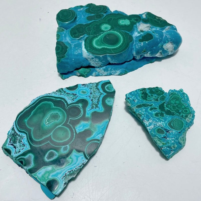 3 Pieces High Quality Chrysocolla Mixed Malachite Slab Specimen