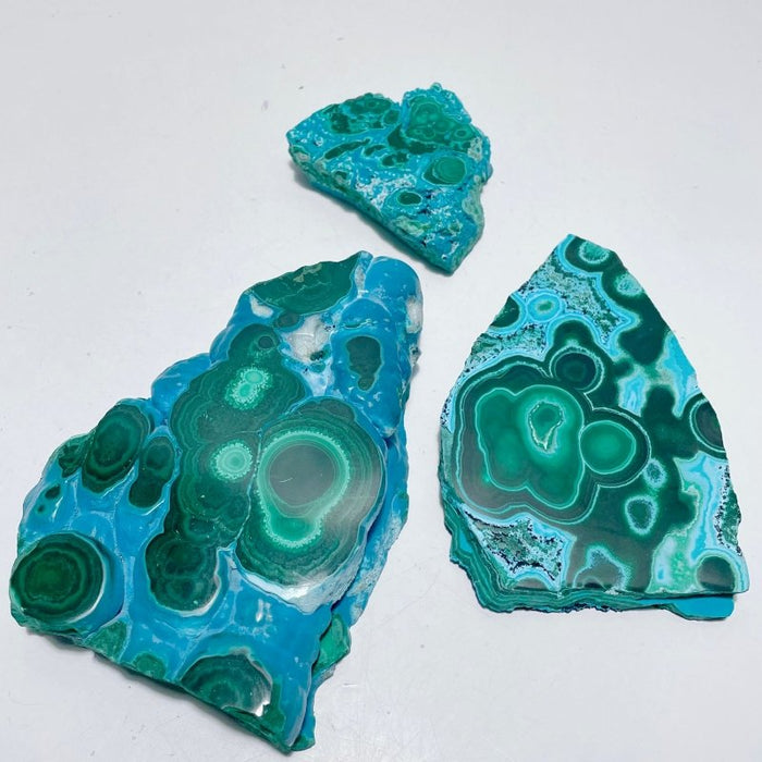 3 Pieces High Quality Chrysocolla Mixed Malachite Slab Specimen