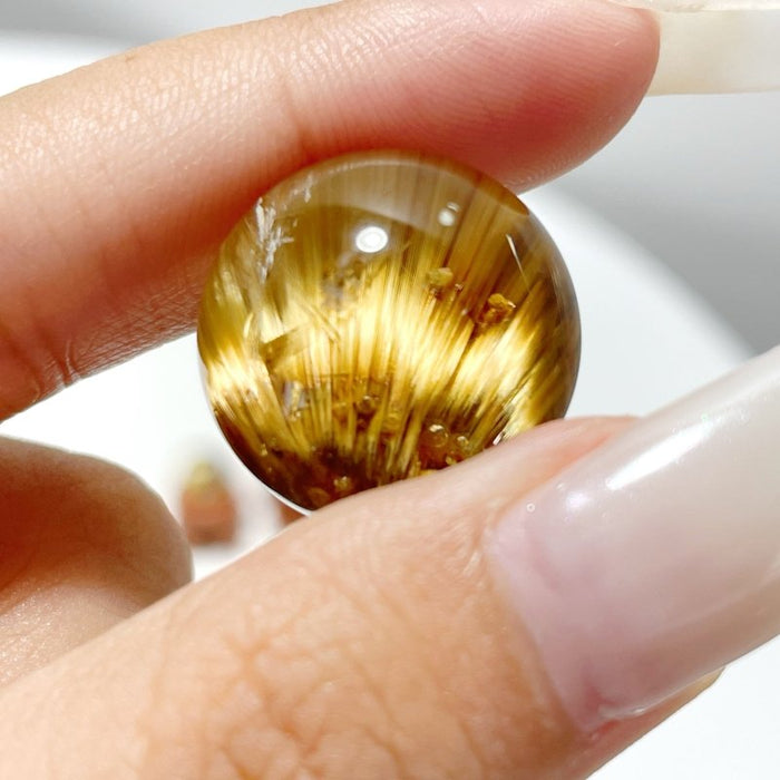 3 Pieces High Quality Gold Rutile Spheres