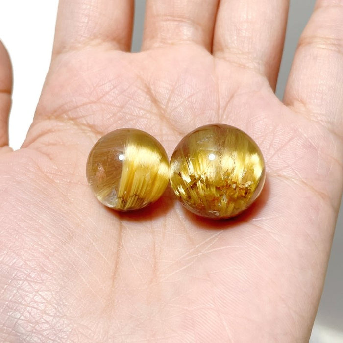 3 Pieces High Quality Gold Rutile Spheres