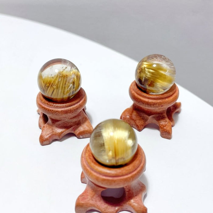 3 Pieces High Quality Gold Rutile Spheres