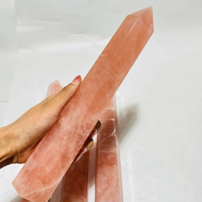 4 Pieces High Quality Large Madagascar Deep Pink Rose Quartz Points