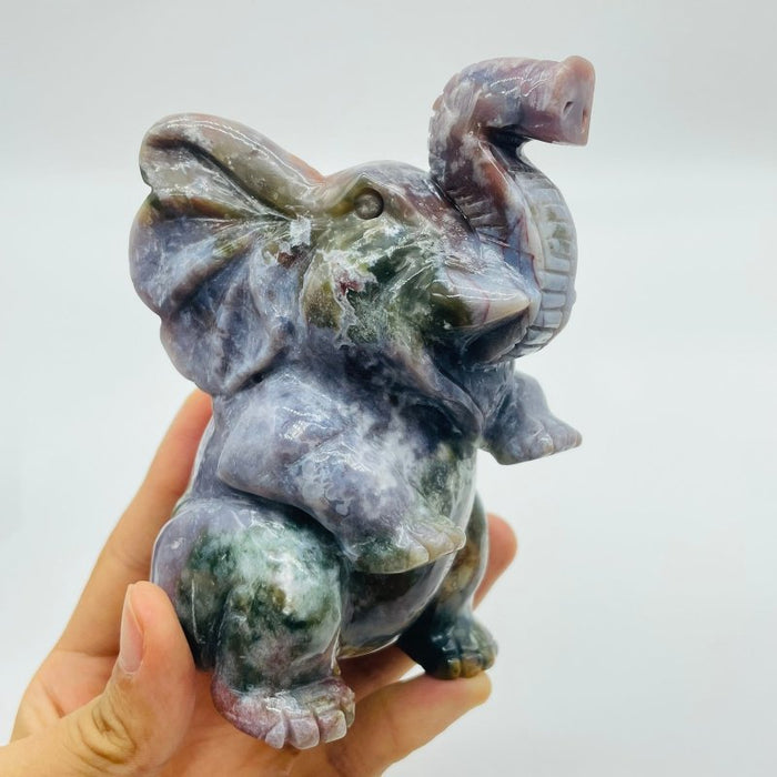 3 Pieces High Quality Large Ocean Jasper Elephant Carving