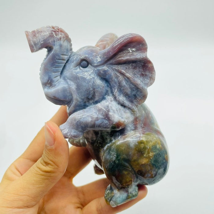 3 Pieces High Quality Large Ocean Jasper Elephant Carving