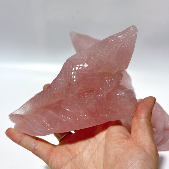 3 Pieces High Quality Rose Quartz Lizard Carving