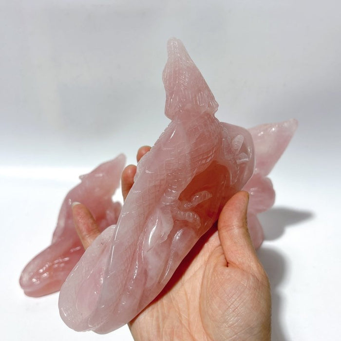 3 Pieces High Quality Rose Quartz Lizard Carving
