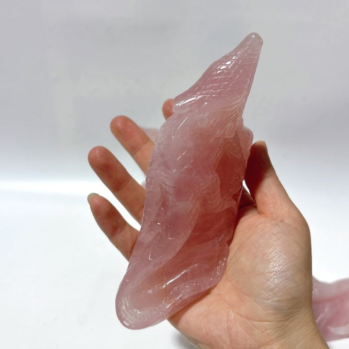 3 Pieces High Quality Rose Quartz Lizard Carving