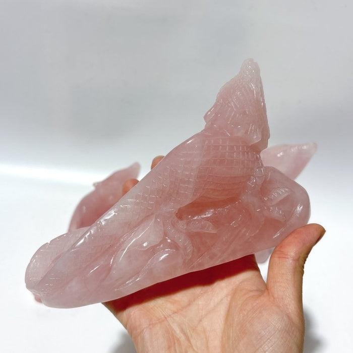 3 Pieces High Quality Rose Quartz Lizard Carving