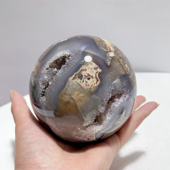 3 Pieces Large Druzy Geode Volcano Agate Sphere (UV REACTIVE)