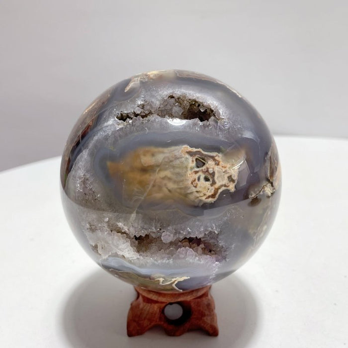 3 Pieces Large Druzy Geode Volcano Agate Sphere (UV REACTIVE)