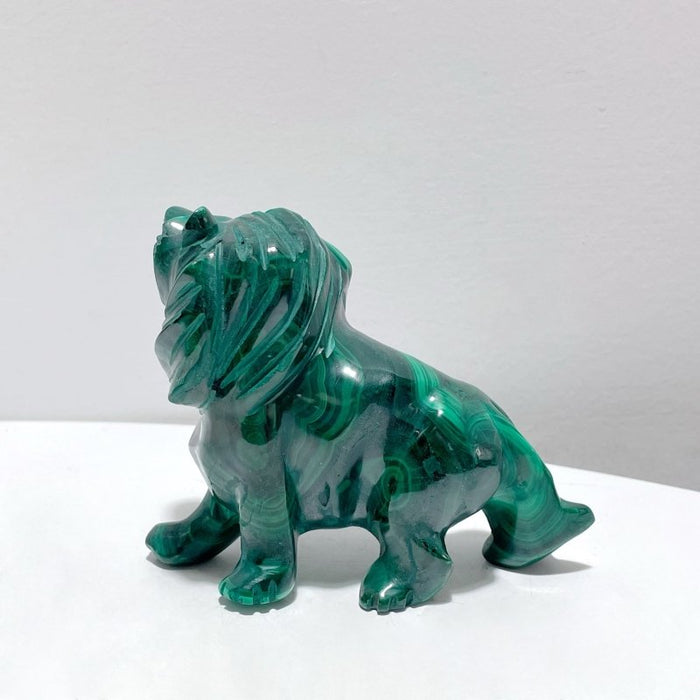 3 Pieces Malachite Lion Carving