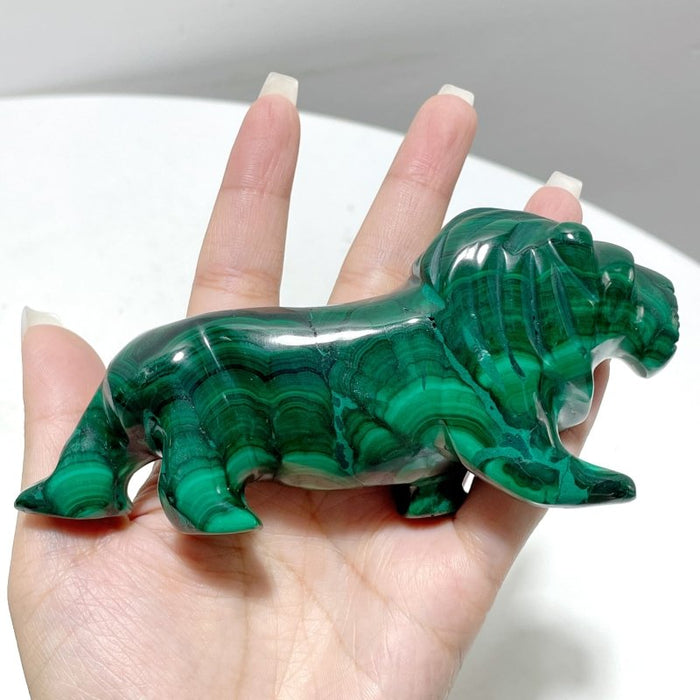 3 Pieces Malachite Lion Carving