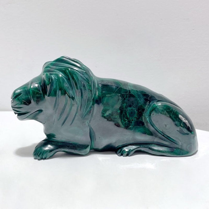 3 Pieces Malachite Lion Carving