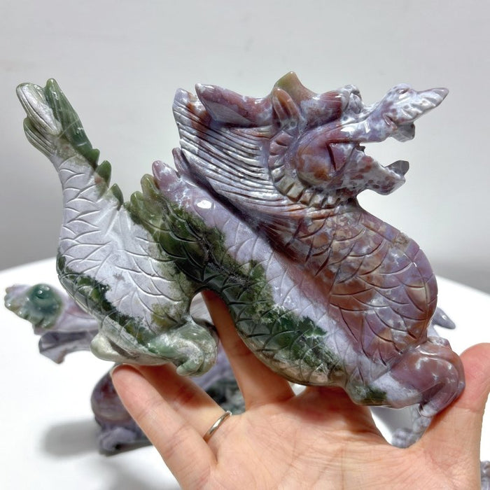 3 Pieces Ocean Jasper China Dragon Carving