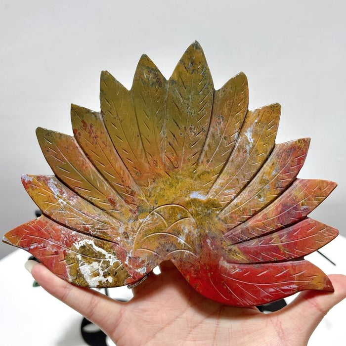 3 Pieces Peacock Wing With Stand Amethyst Mixed Stripe Agate Ruby Zoisite Ocean Jasper