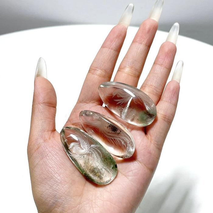 3 Pieces Phoenix Garden Quartz Inner Scene Carving