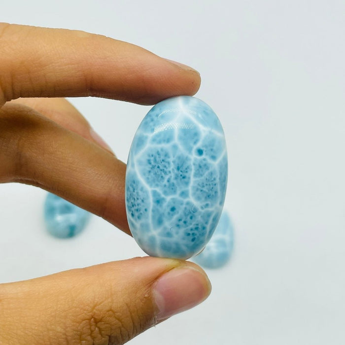 3 Pieces Semicircular Cabochon Larimar DIY Charms Dominican Republic Larimar