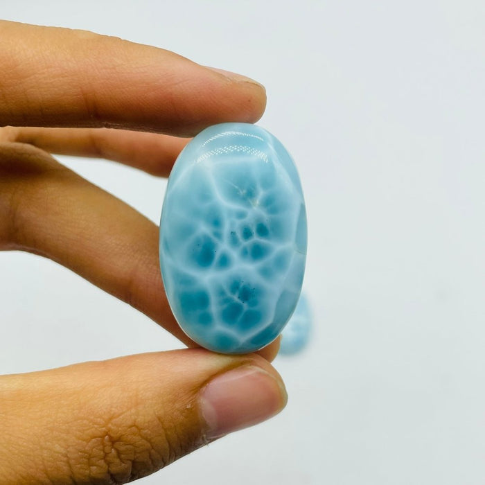 3 Pieces Semicircular Cabochon Larimar DIY Charms Dominican Republic Larimar