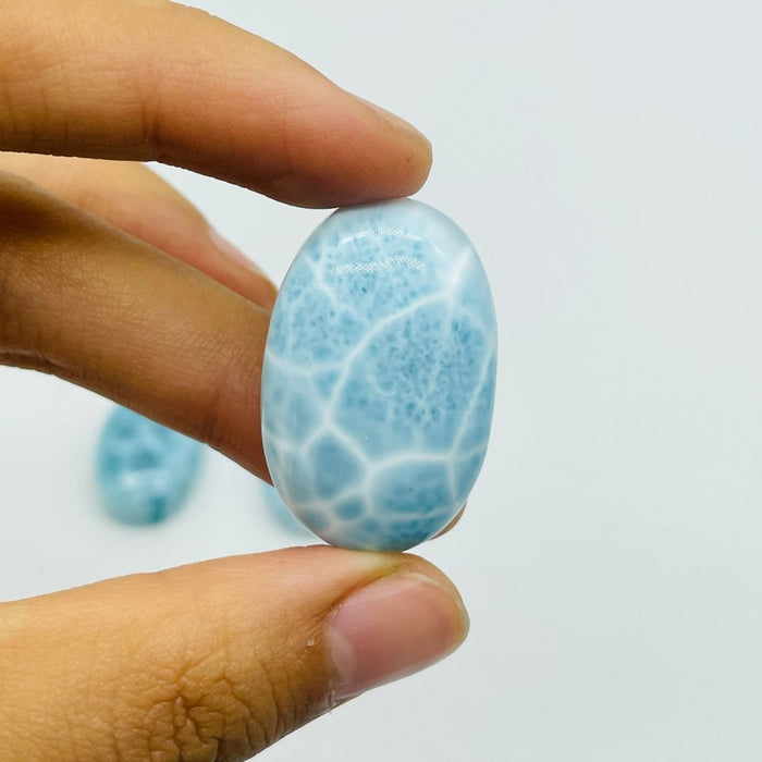 3 Pieces Semicircular Cabochon Larimar DIY Charms Dominican Republic Larimar