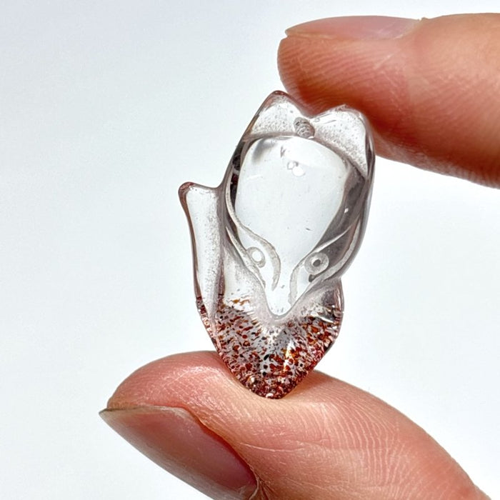 3 Pieces Super 7 Strawberry Quartz Fox Pendant