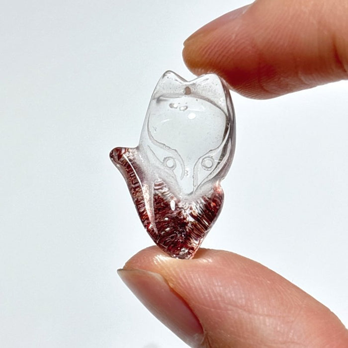 3 Pieces Super 7 Strawberry Quartz Fox Pendant